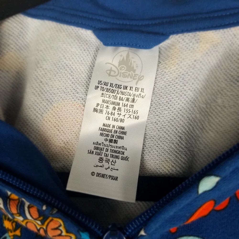 Disney‎ Pixar Finding Nemo Dory All Over Print Blue Zip Up Hoodie Kids XL NWOT